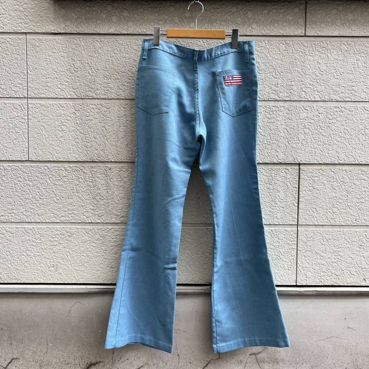 70s 80s USA古着 ワシントンディーシー フレアパンツ ベルボトム 水色 