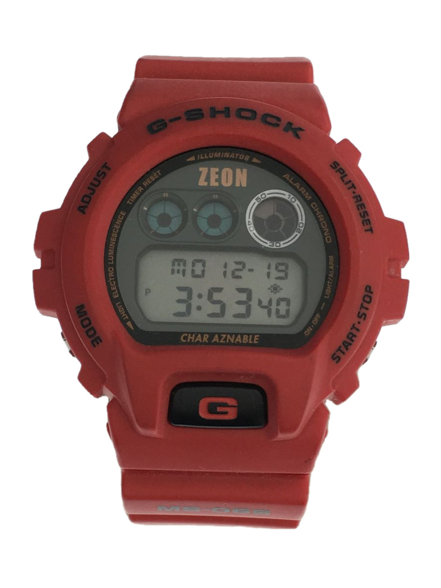 CASIO◆クォーツ腕時計/ガンダム30th/MS-06S/シャア専用ザクII/デジタル/BLK/RED
