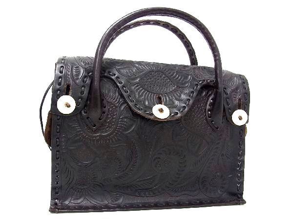 1円 ■美品■GRACE CONTINENTAL グレースコンチネンタル カービングトライブス レザー ハンドバッグ トート ダークブラウン系 BC9696ナN