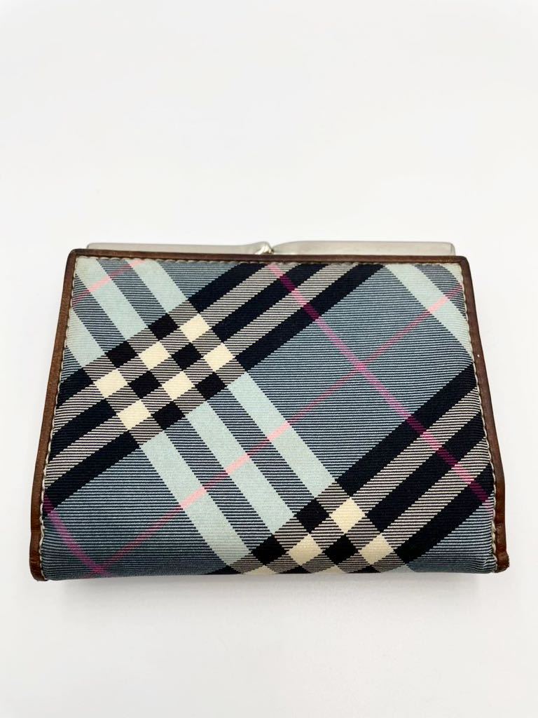 バーバリー　ブルーレーベル　二つ折り財布　ダークブラウン× チェック　小銭入れ付き　美品　レディース　三つ折り財布　コインケース