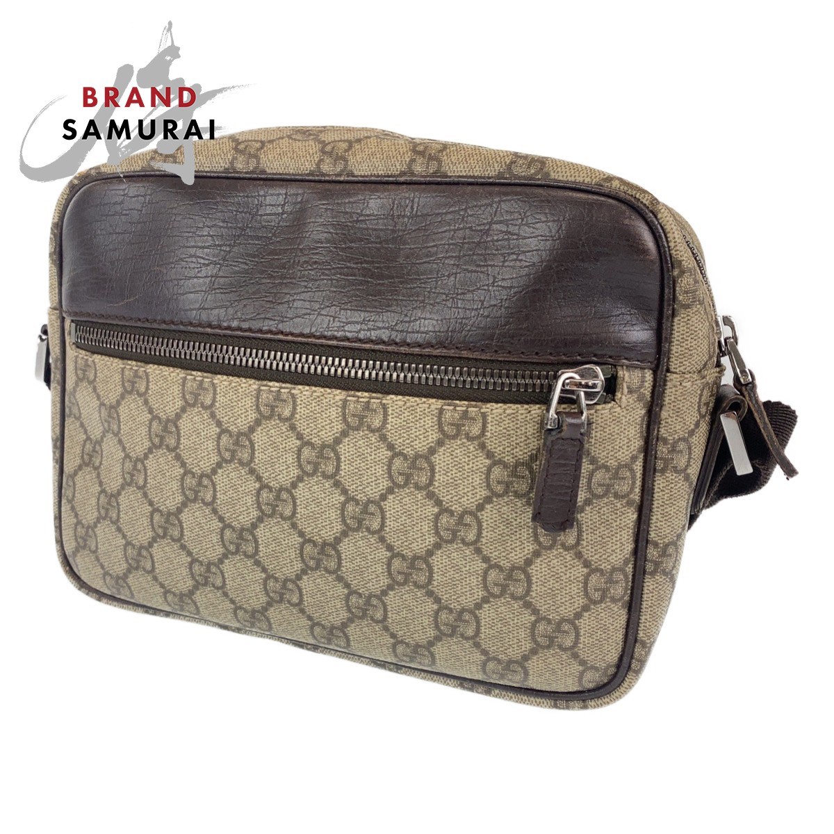 GUCCI グッチ GGスプリーム ブラウン ベージュ PVC/レザー 114291 