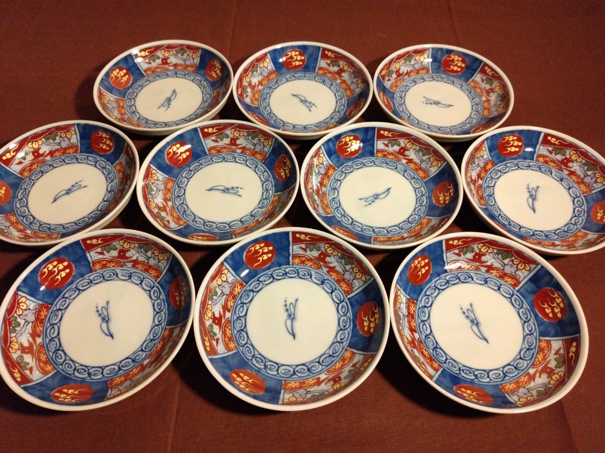 古伊万里　伊万里　染付　豆皿　菓子皿　３種　１１客 古伊万里 伊万里 色絵 金彩 豆皿 菓子皿 アンティーク伊万里 10客 古