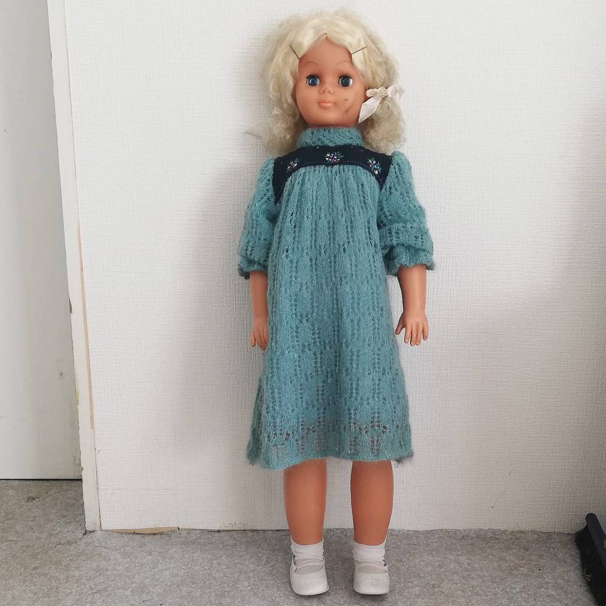 日本 Etsy eye Blonde doll blue 45cm青い目.長い髪のフランス人形