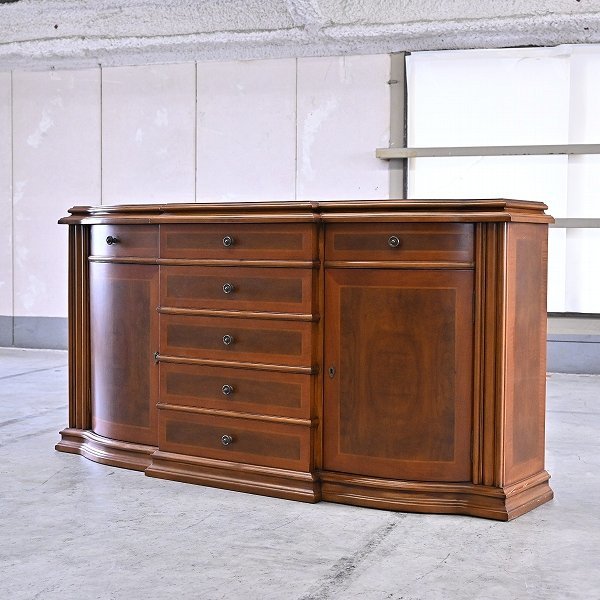 送料込みチェスト イタリア製 サイドボード マホガニー材 象嵌