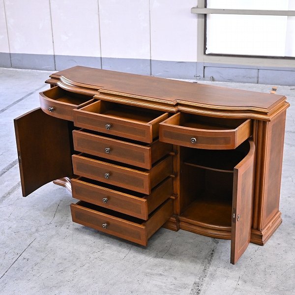 送料込みチェスト イタリア製 サイドボード マホガニー材 象嵌