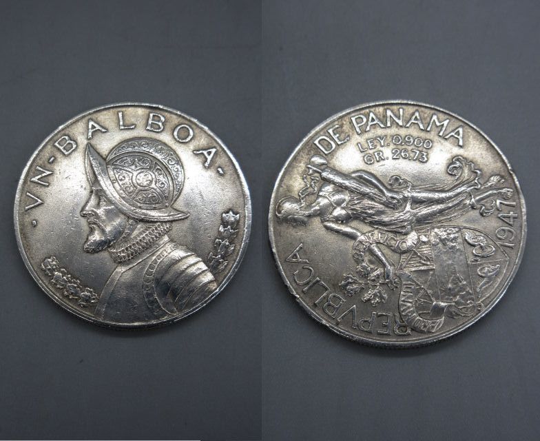 銀貨【1947年 パナマ 1バルボア銀貨 0.900 Panama Silver Balboa