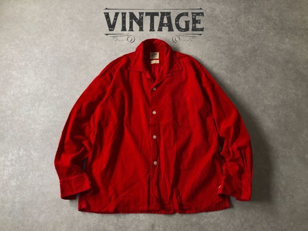 50's-60's ヴィンテージ●NATIONAL SHIRT SHOPS●コーデュロイ オープンカラー BOX シャツ●VINTAGE