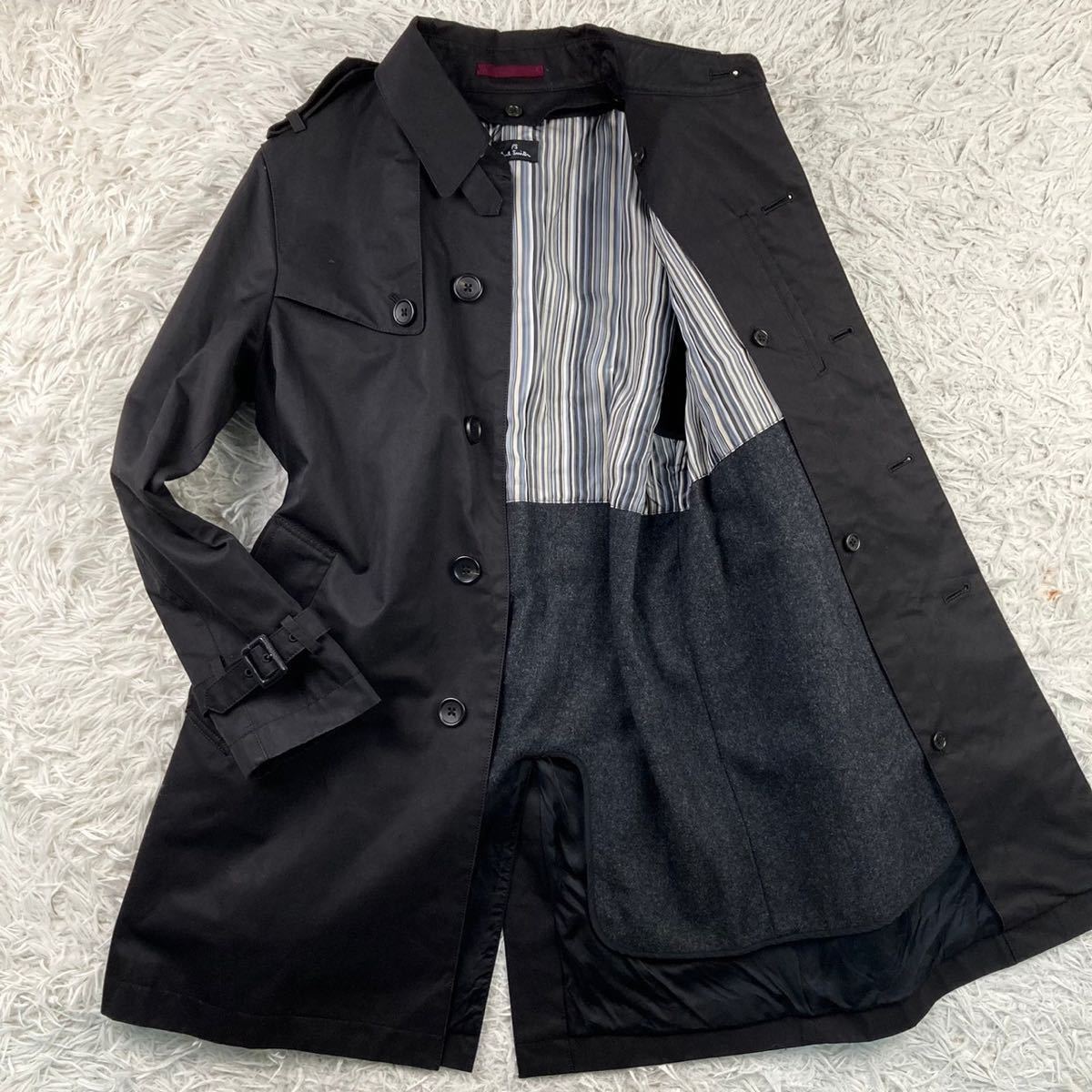 ウトレット 値段 PS Paul Smithトレンチコート L大きいサイズ 黒