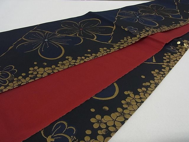 正絹 金糸 逸品 袋帯 古典 本金二重箔 扇面花鳥 文六通柄