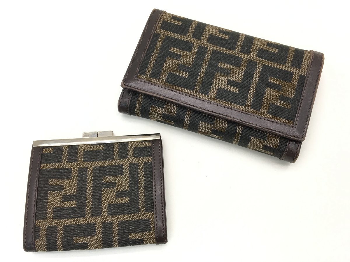 FENDI ズッカ柄 折りたたみ財布 / ガマ口 コインケース 2点まとめ 中古