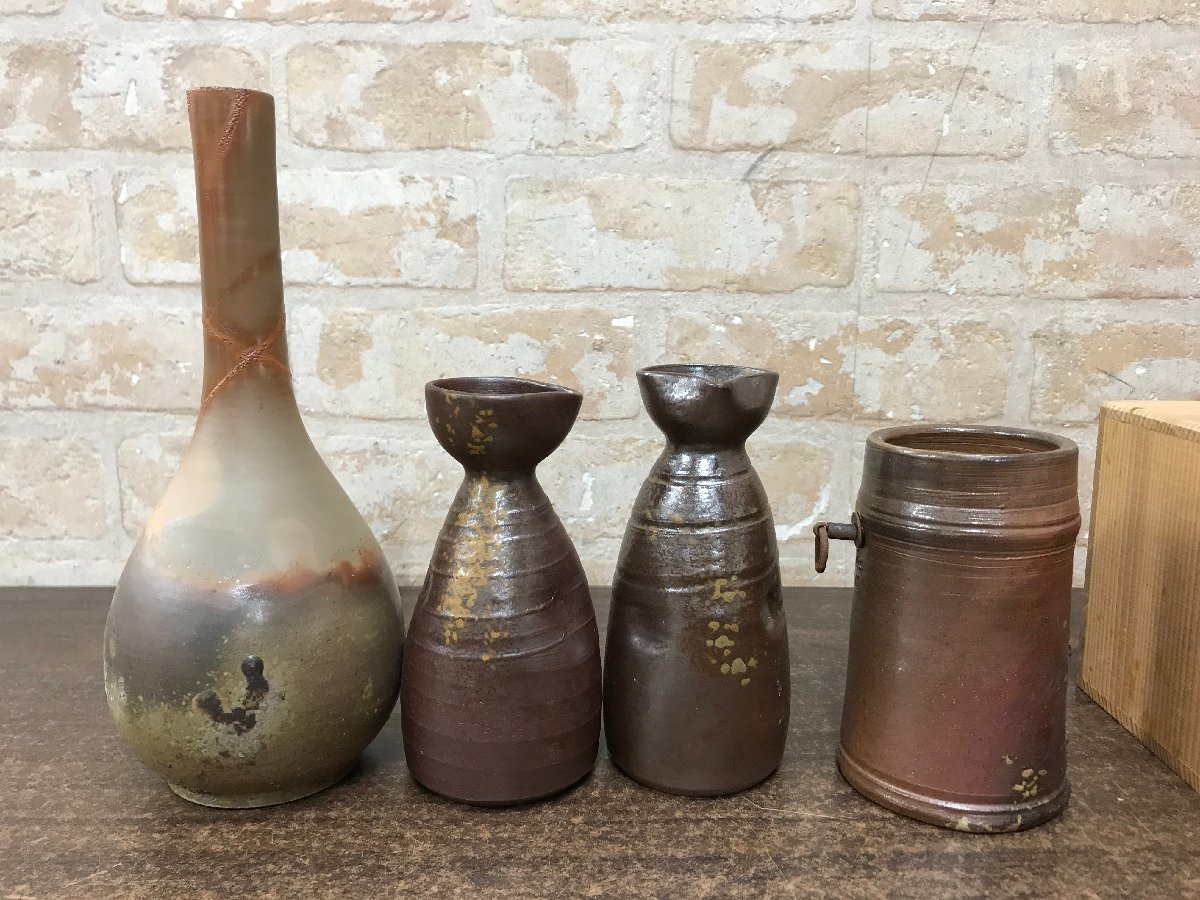 ☆中古品☆備前焼 セットまとめ売り 共箱 茶器 湯呑 壷 花瓶 ぐい呑み