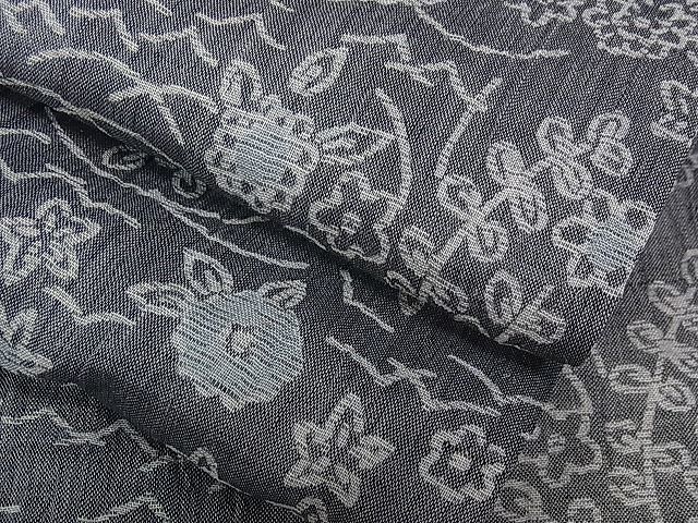平和屋着物□夏物 本場小千谷ちぢみ 草花文 麻 逸品 ap2967 麻 逸品 本場
