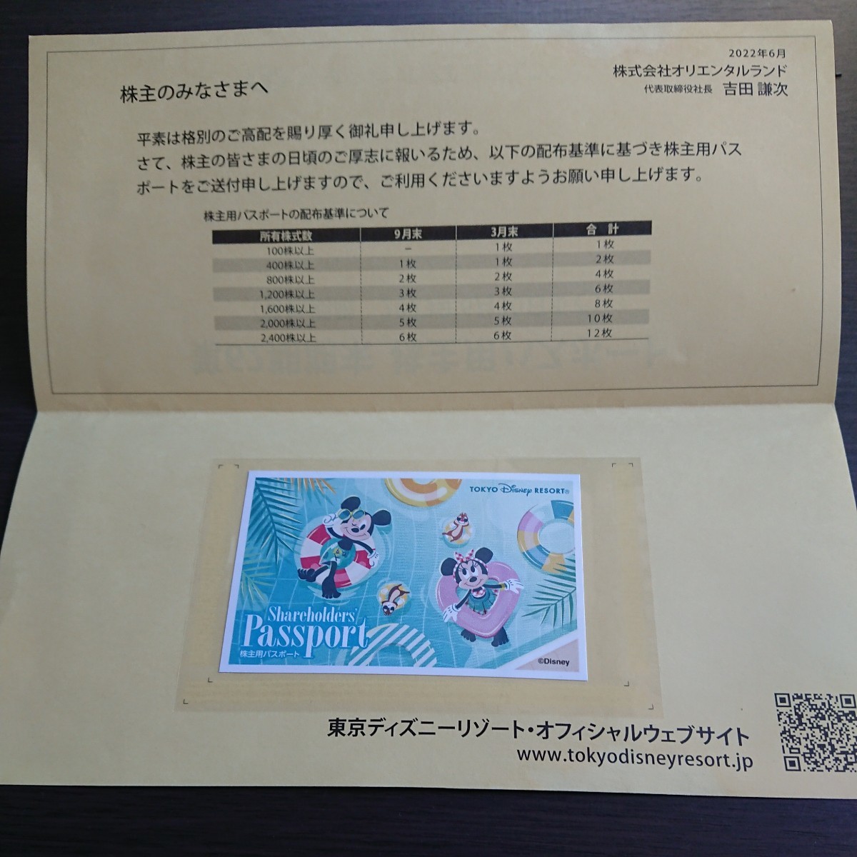 東京ディズニーリゾートチケット 株主優待券 1枚 
