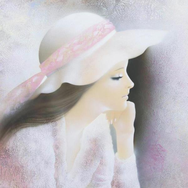 C1916 【真作】【WISH】上尚司「少女」油彩 8号 ◇清楚 少女名品 〇女性