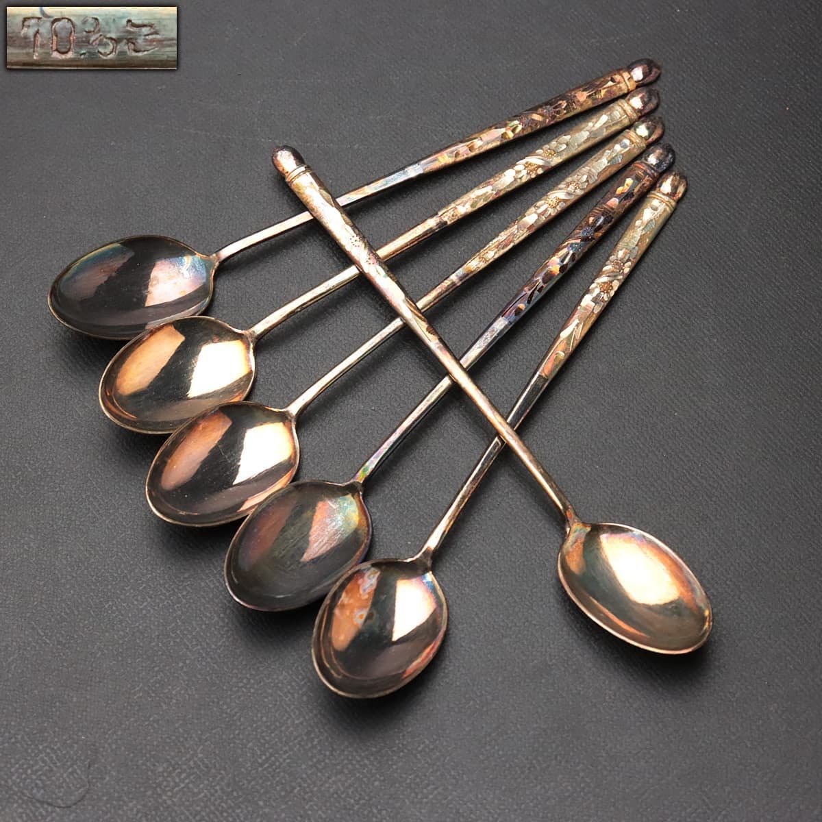 EK048 韓国銀食器 銀スプーン 六本 総重50g SILVER70%・スッカラッ 