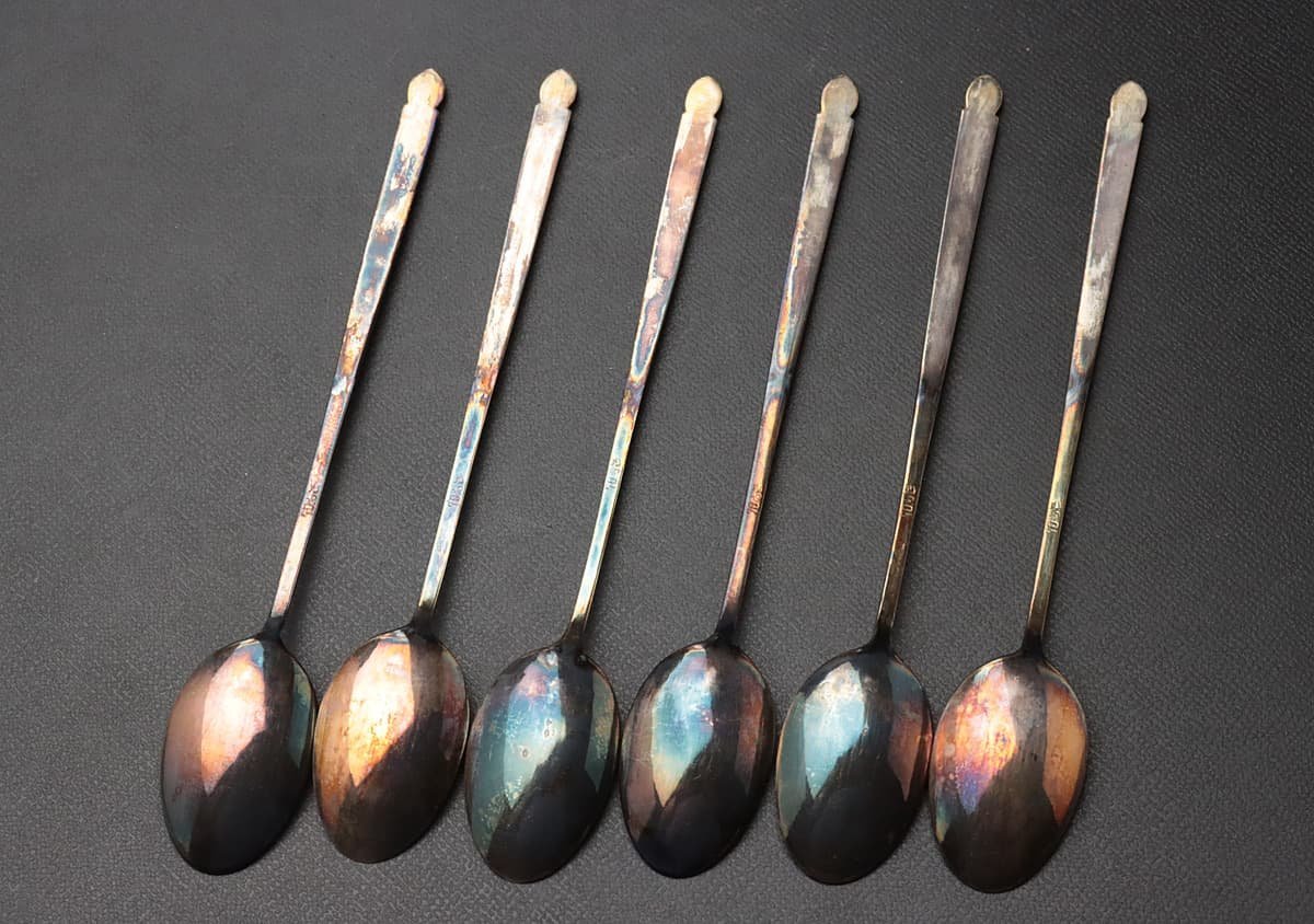 EK048 韓国銀食器 銀スプーン 六本 総重50g SILVER70%・スッカラッ 