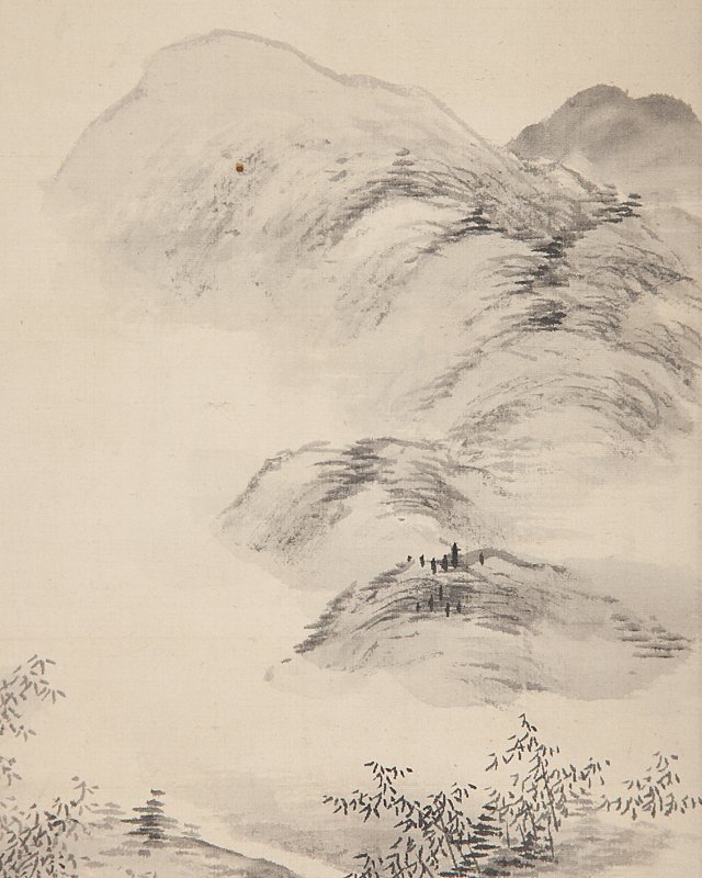 掛け軸 浜川契仙 水墨 竹韻月夜山之図 絹本 希少 軸装 茶道具