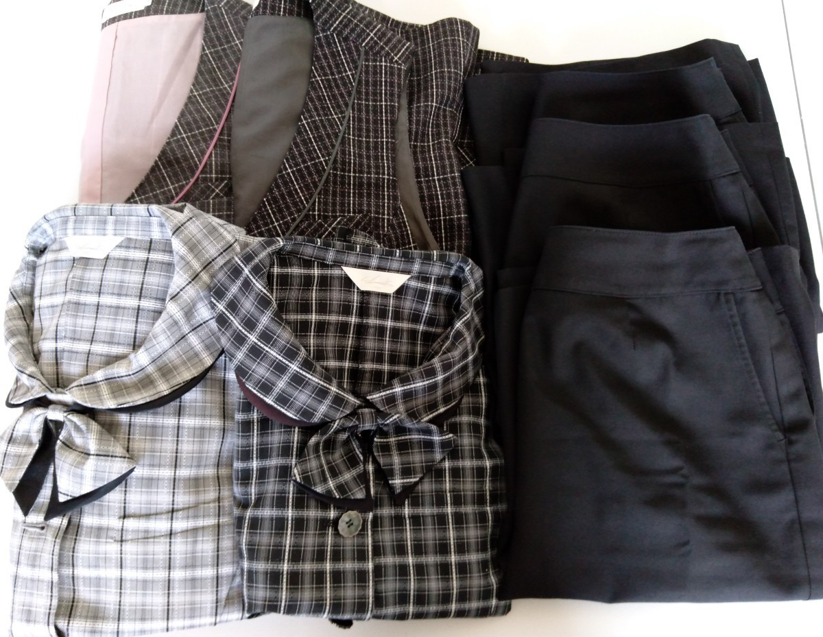 カーシーカシマ製/他 中古 会社制服 OL 事務服 受付 企業 ベスト　オーバーブラウス　スカート 大量 25着 可愛い ９号/11号/13号