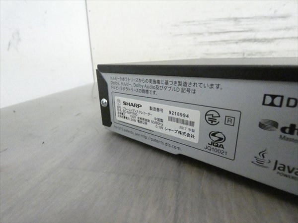 1TB☆17年☆シャープ/SHARP/AQUOS☆HDD/BDレコーダー☆BD-NW1100