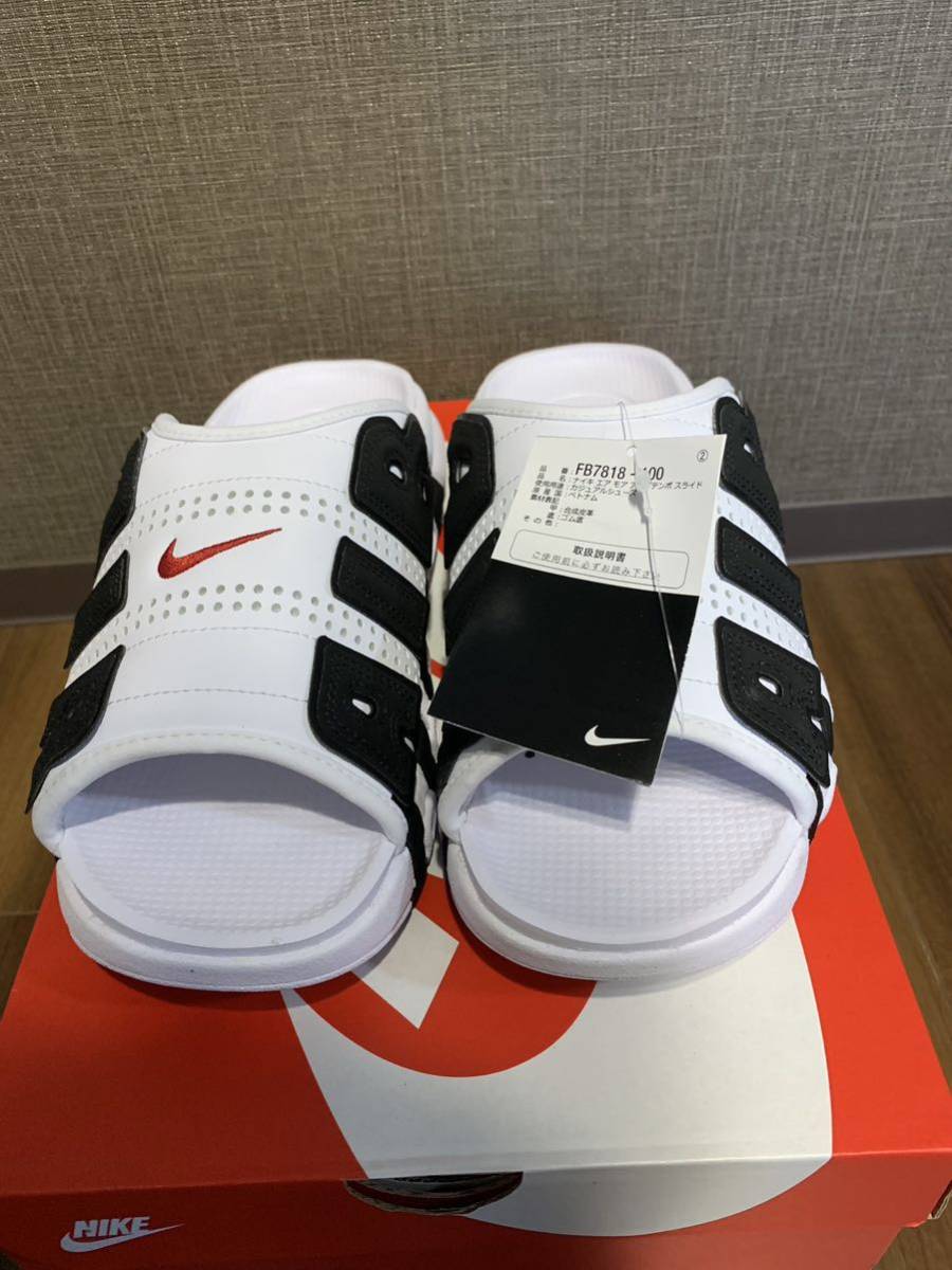 28cm】NIKE Air More Uptempo Slide “Black/White” スライドサンダル