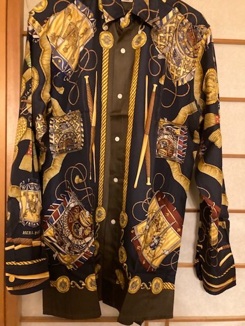 ビンテージ　エルメス長袖シルクシャツ