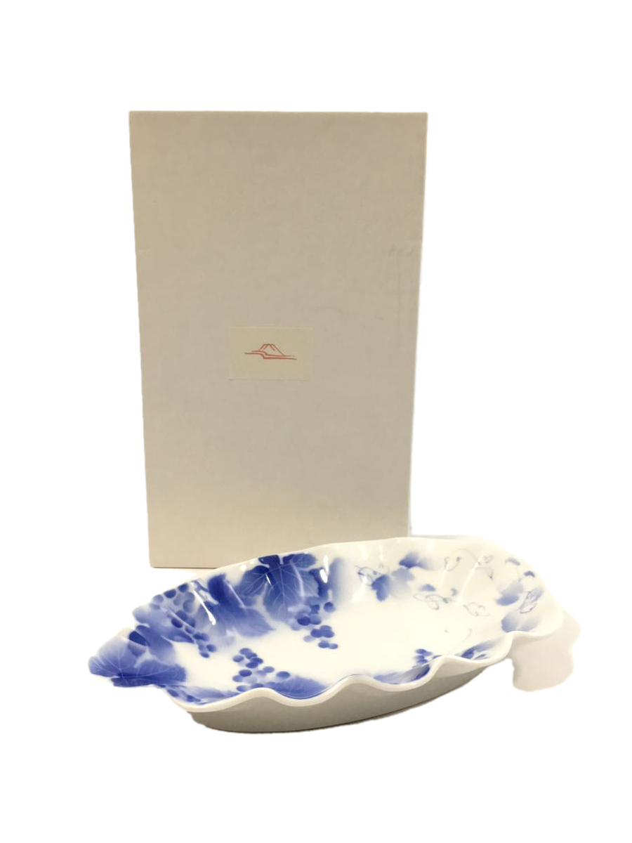 深川製磁◇皿/ブルーワイナリー/盛皿/ブドウ/ホワイト＆ブルー/箱付き