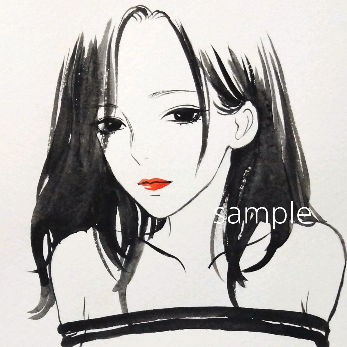 肉筆原画 手描きイラスト 水彩画 美人画 ドローイング 絵画 ヌード 
