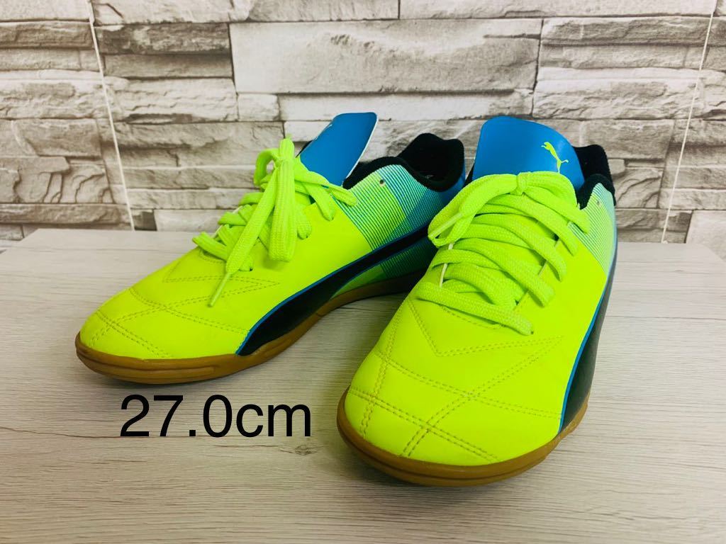 PUMA プーマ フットサル シューズ 27.0cm アドレーノ Ⅱ トレーニング インドアコート イエロー ブルー