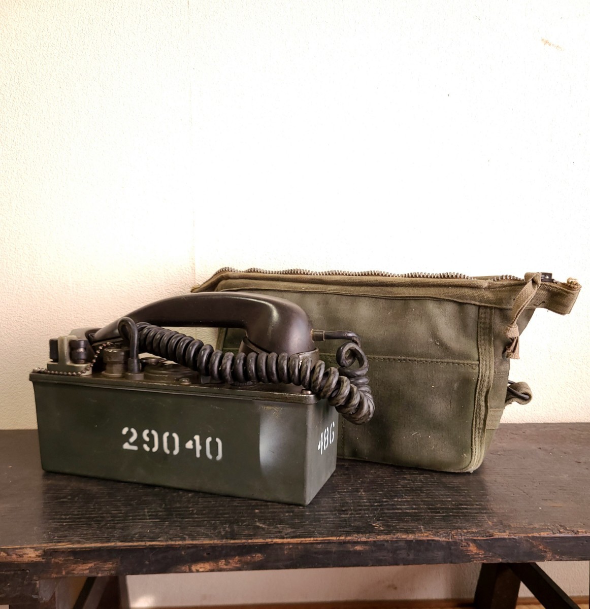 米軍 野外電話機 TA-312/PT 実物 アメリカ軍 放出品 野戦電話 