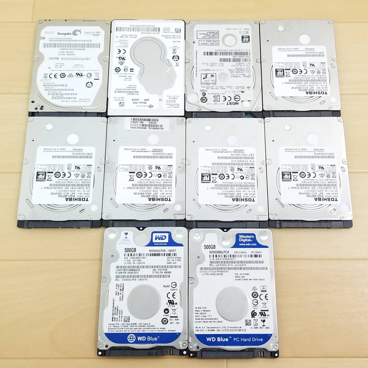 【中古・CrystalDiskInfo正常確認済み】内蔵型HDD【メーカー混在】500GB×10 (B305)