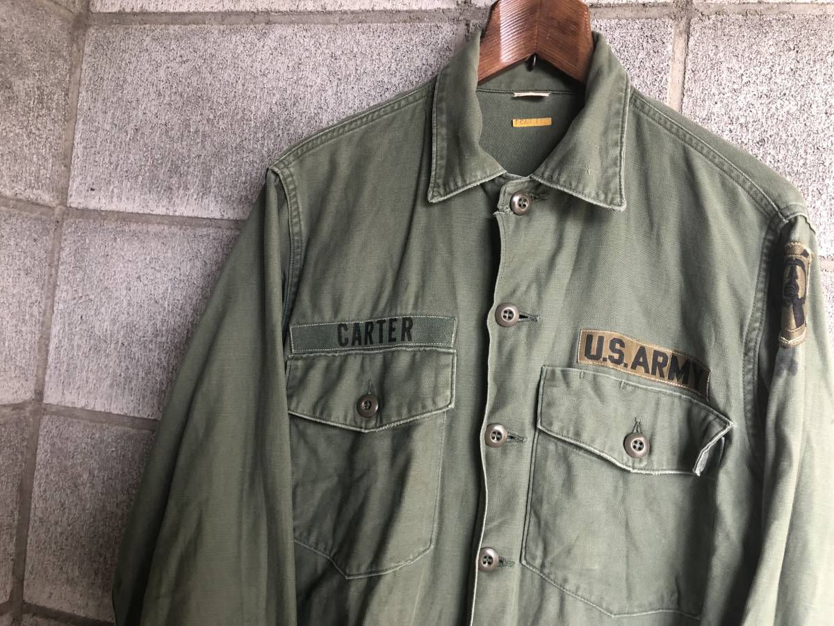 ☆100スタ!【米軍実物】U.S.MILITALY 60's SHIRT MEN'S COTTON SATTEN OG107★size:15 1/2 アメリカ軍/ユーティリティシャツ/ビンテージ@60