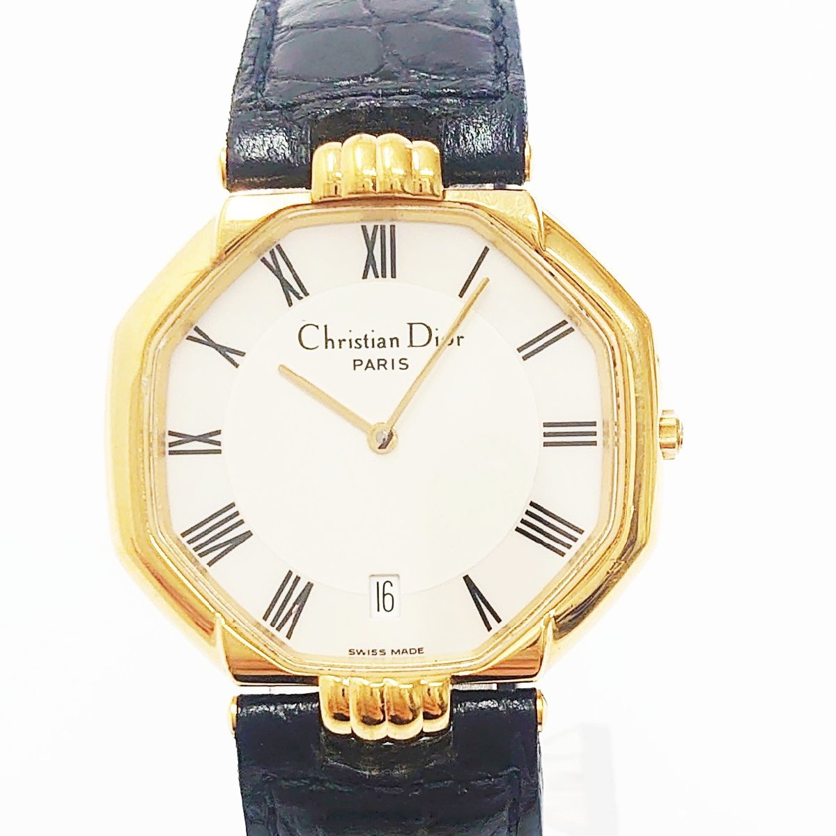【1円スタート】Christian Dior クリスチャンディオール D45-154 オクタゴン GP×革ベルト クオーツ ボーイズ腕時計 170996