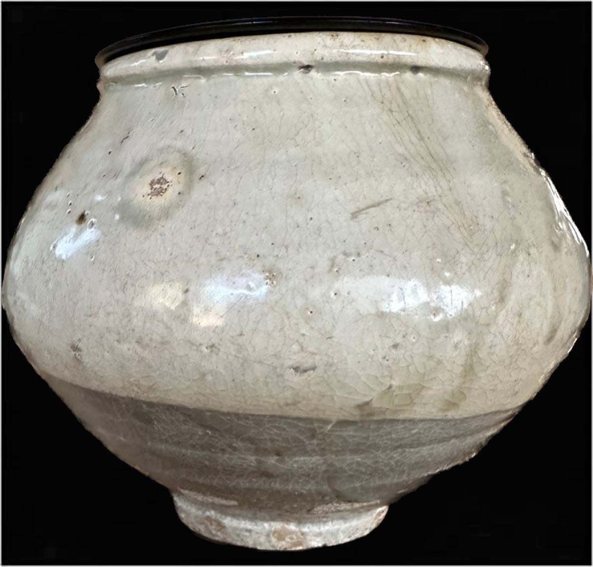 ◇雅◇ 李朝時代 無地刷毛目壺 刷毛目壺 14cm 李朝初期 李朝中期 粉引