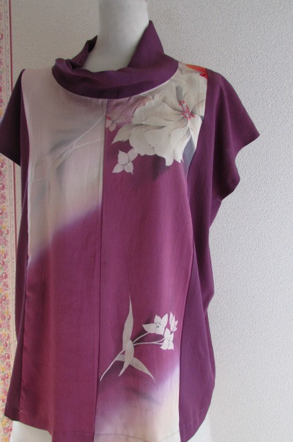 着物リメイク 着物リメイク☆絽よりロールカラーブラウス DIY KIMONO 0 