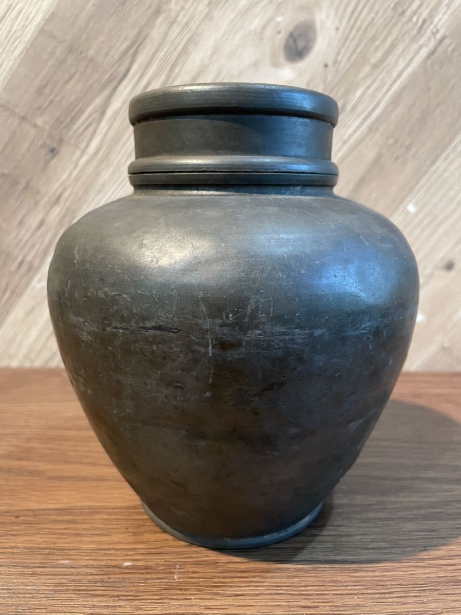 五十0510X] 錫 茶壺 點銅 點銅銘 茶壷 茶入 煎茶道具 茶道具 茶器 古