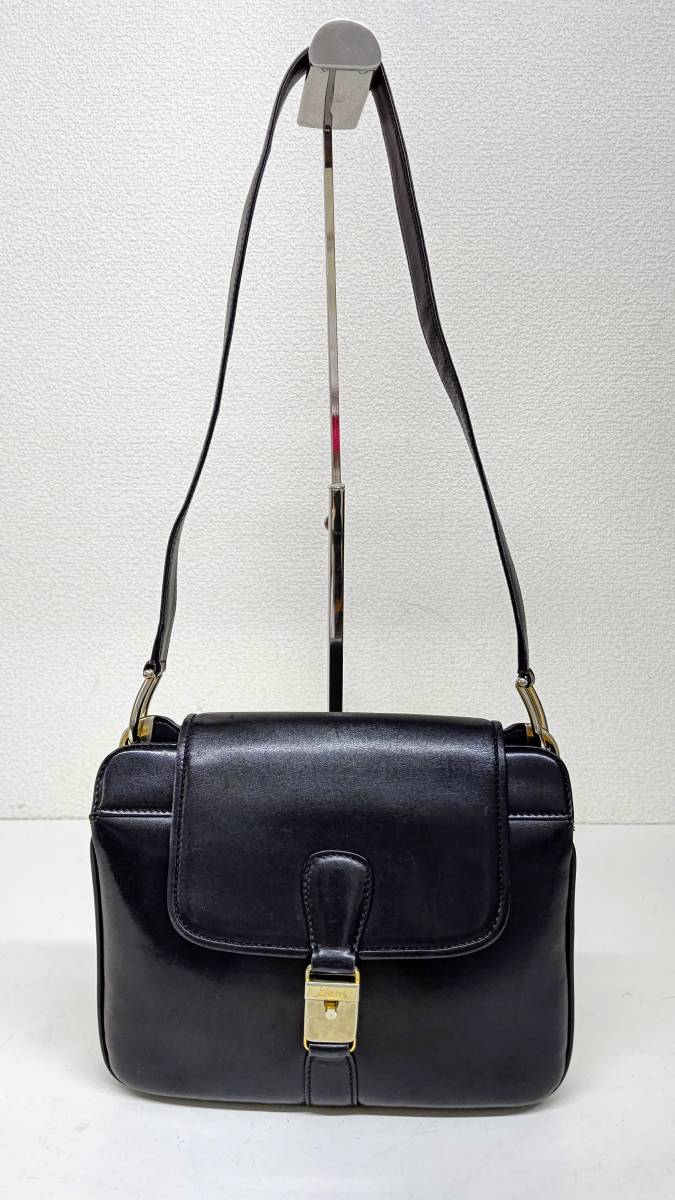 ☆GUCCI/オールドグッチ フラップ レザーワンショルダー 黒☆ ワン 