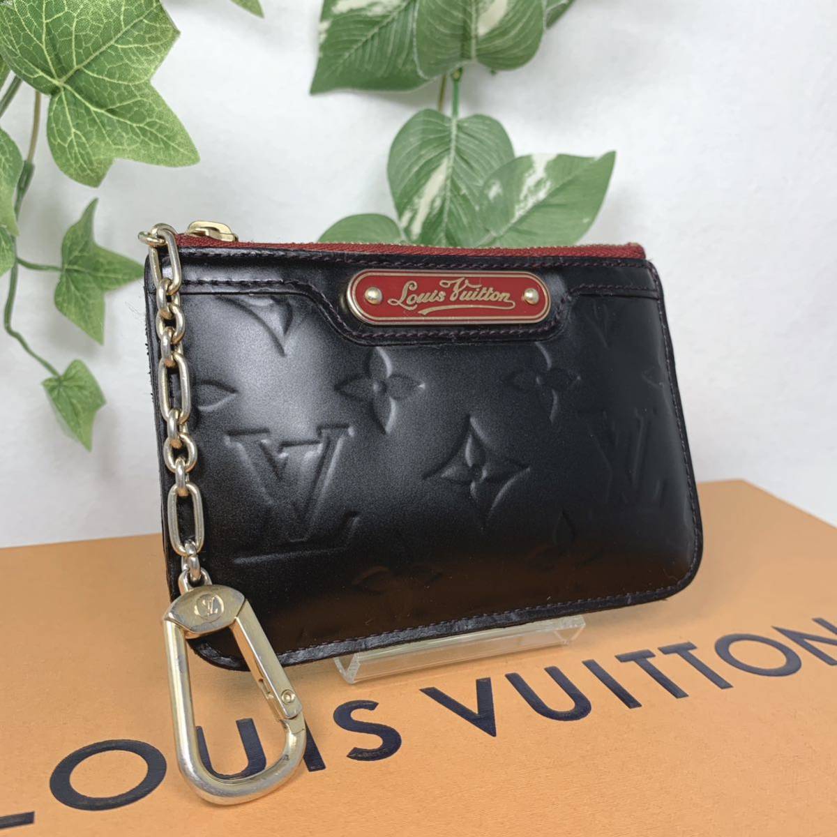 1円 LOUIS 1円 ルイヴィトン LOUIS VUITTON ヴェルニ 小銭入れ キーケース コインケース ポシェットクレ シリアル SN3169  男女兼用 ブラック×レッド VUITTON ルイ ヴィトン ジッピーウォレット ラウンド