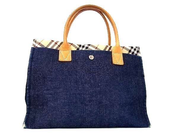 1円BURBERRY バーバリー ノバチェック デニム トートバッグ