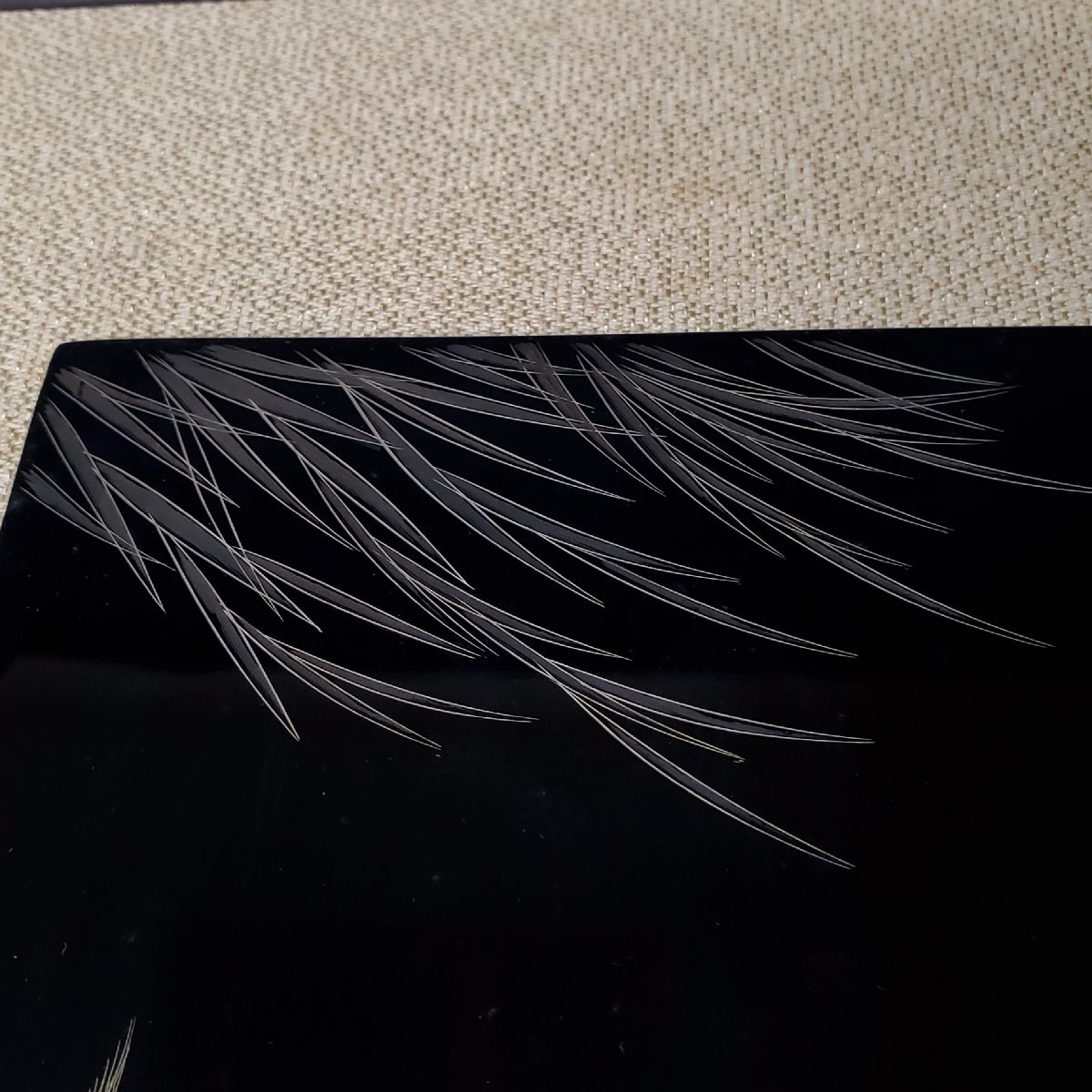 宝蔵】輪島塗 沈金師 安村稔 鯉図 51.5㎝×42㎝ 漆額 漆パネル 額装 漆