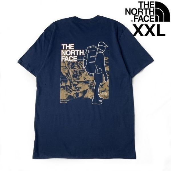 1円～!売切!【正規新品】THE NORTH FACE S/S NOV GRAPHIC TEE 半袖 Tシャツ US限定 1966 グラフィック ハイカー コットン(XXL)紺 180902-13