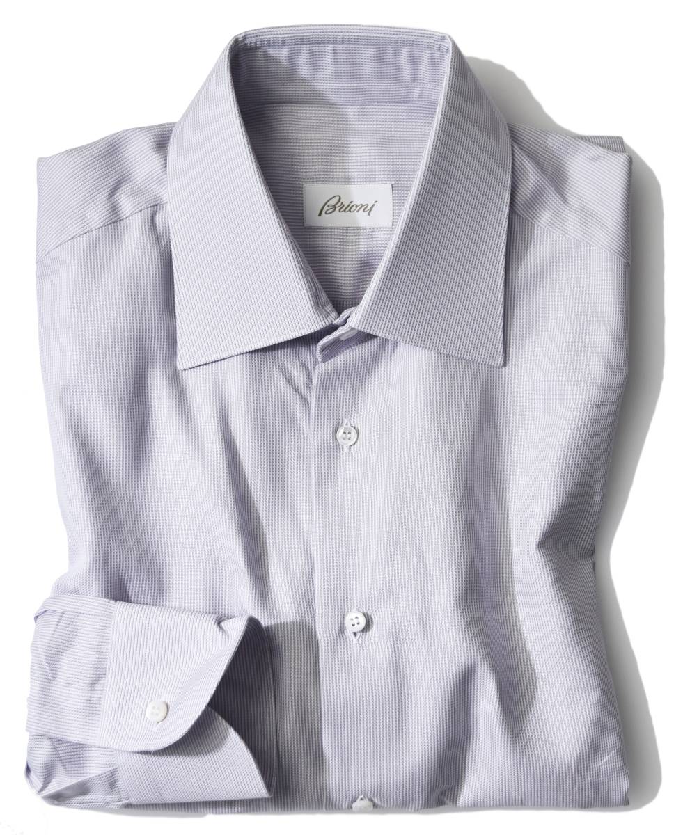 12，1万【ブリオーニ 新品】◇スーツと共に最高峰◇Yシャツでも贅沢なシルク混防◇爽やかで美しい芸術織り◇コットンシルクジャガードシャツ
