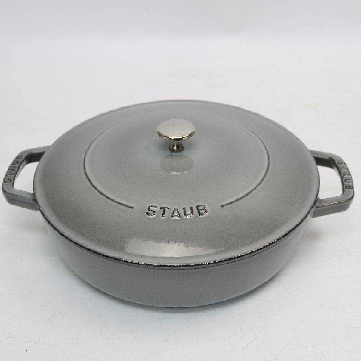 204)Staub ストウブ ブレイザー ソテーパン 28cm グレー ほうろう 両手 