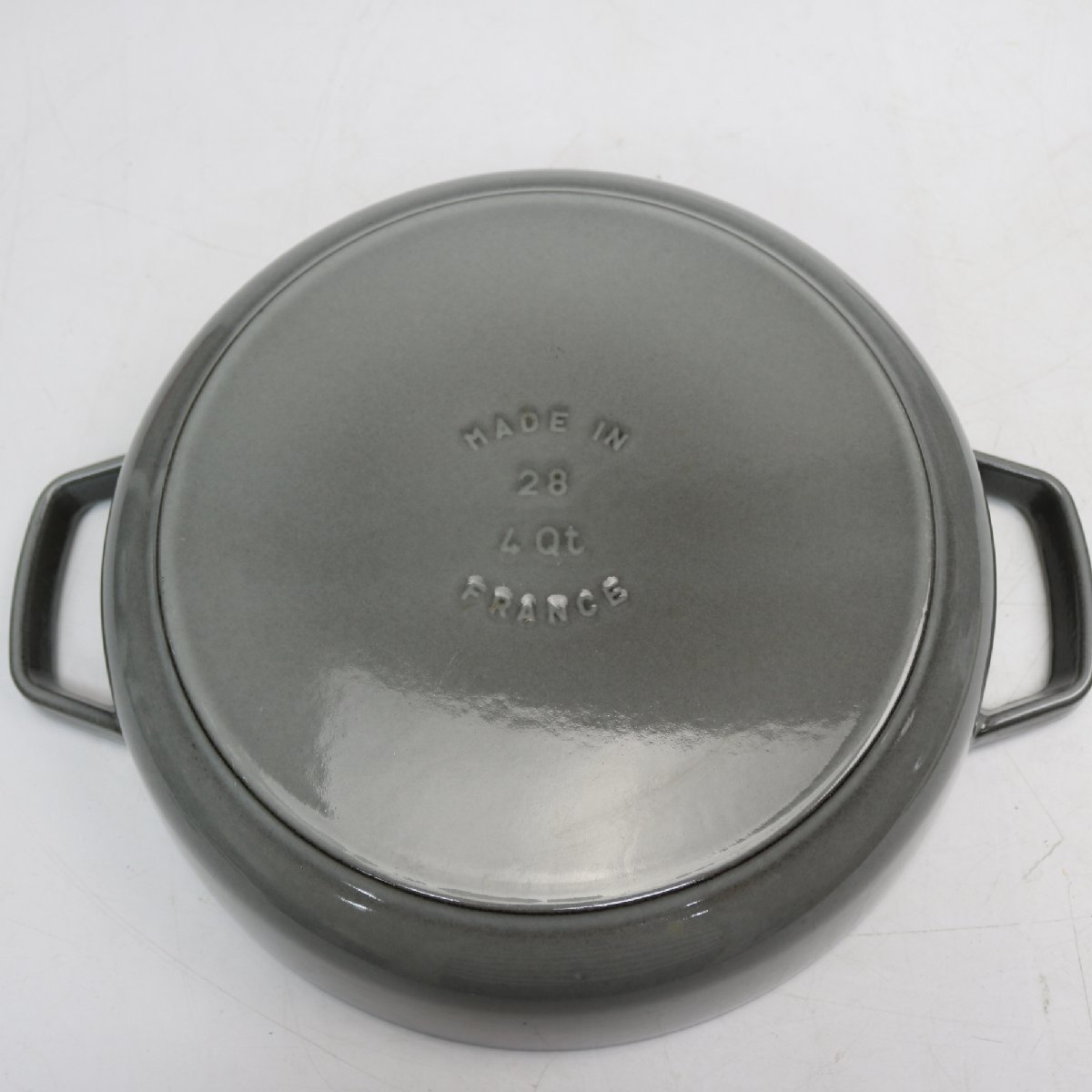 204)Staub ストウブ ブレイザー ソテーパン 28cm グレー ほうろう 両手 