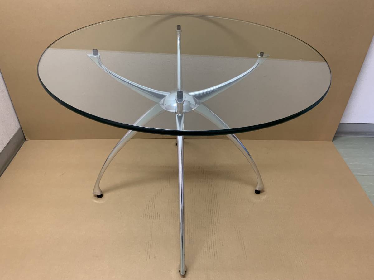 □□希少品□ADAL アダル LINK TABLE φ900 クリアガラスリンクテーブル