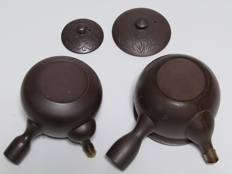 ee17-8422[SAI] 煎茶道具 常滑焼 練込 萬古焼 在銘 急須 5点