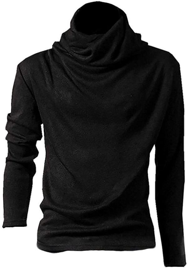 即決)XL ブラック アフガン タートルネック 長袖 Tシャツ カットソー 