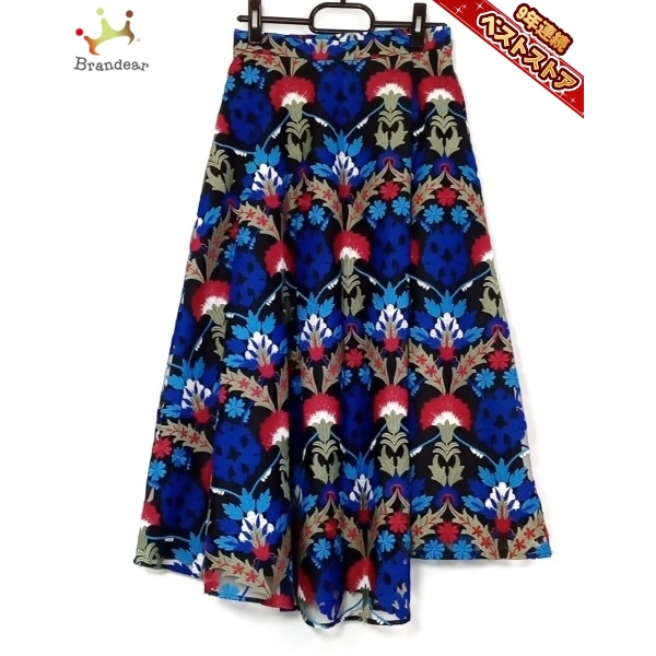 グレースコンチネンタル GRACE CONTINENTAL ロングスカート サイズ36 S - 黒×ブルー×マルチ レディース レース 美品 ボトムス