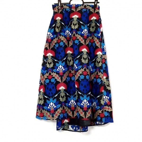 グレースコンチネンタル GRACE CONTINENTAL ロングスカート サイズ36 S - 黒×ブルー×マルチ レディース レース 美品 ボトムス