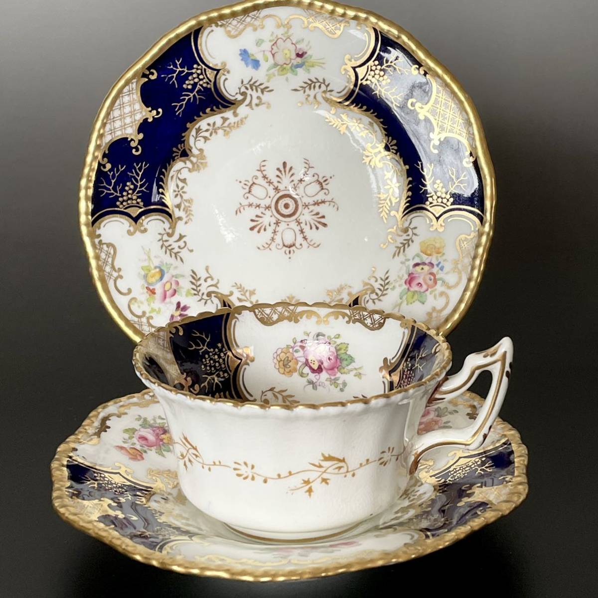 希少美品】☆コールポート/COALPORT☆金彩ロココ花図紋/バットウィング