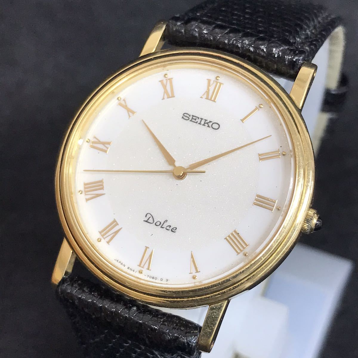 ☆51595 セイコー SEIKO Dolce ドルチェ 8N41-7030 ローマン SS 革